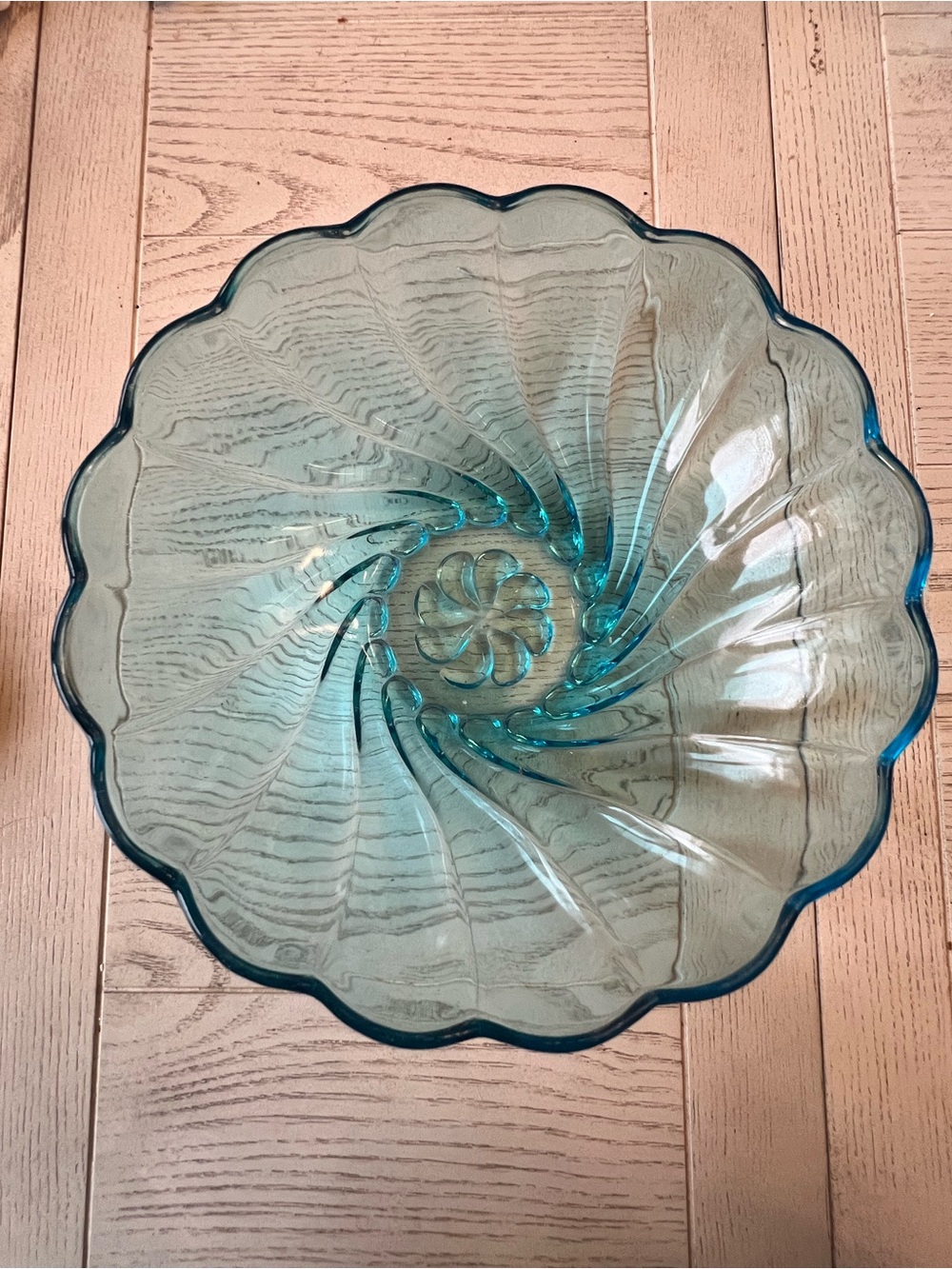 Blue Swirl Glass Decorative Bowl by